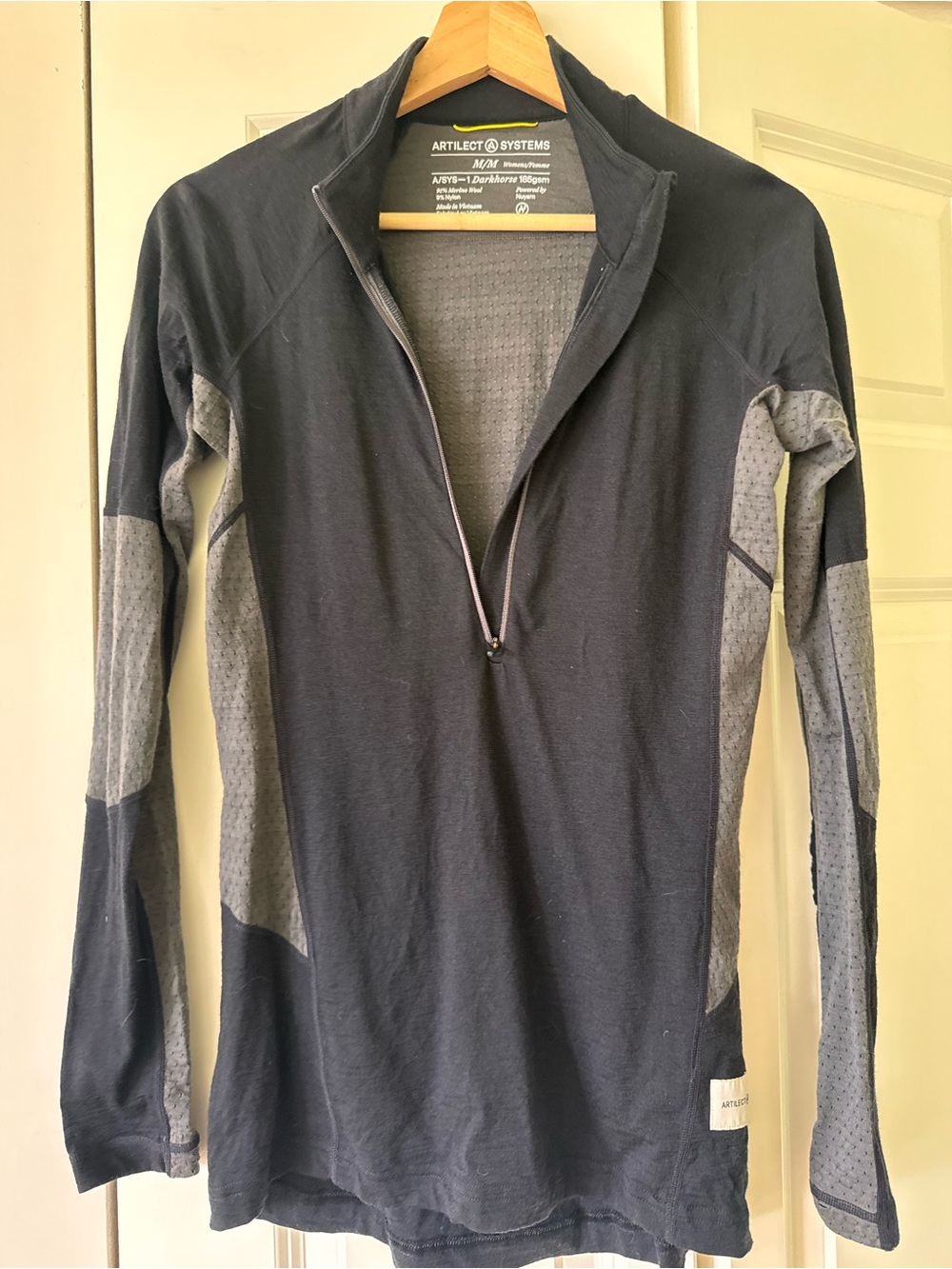Artilect Systems Merino Wool Black & Gray Half-Zip Base Layer
